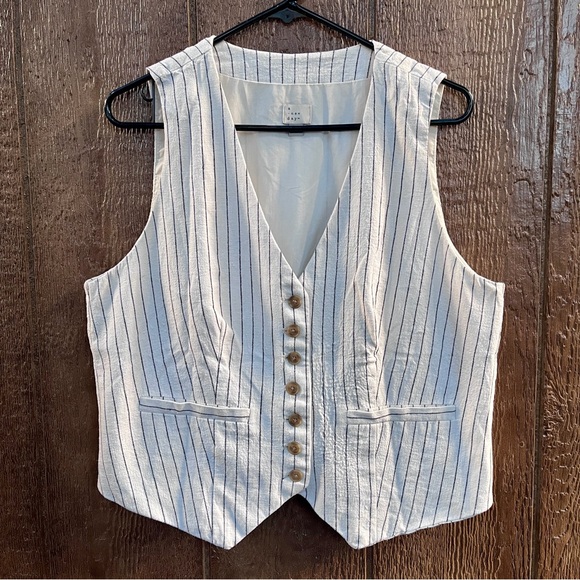 A New Day from Target Tailored Suit Vest in Cream w/ Black Stripe Size Large - Picture 4 of 10